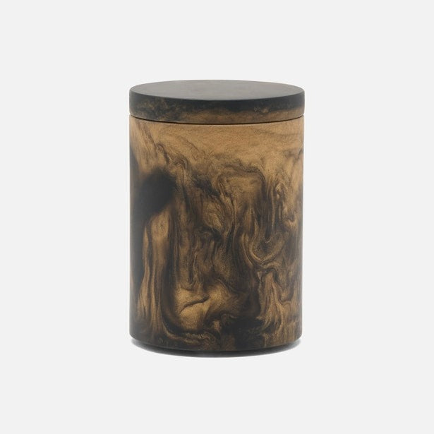 Pigeon and Poodle Duluth Canister in Black and Gold swirled resin