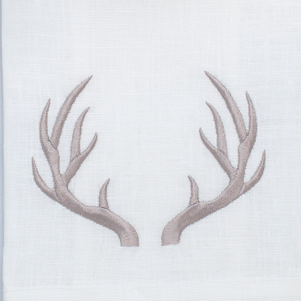 Crown Linens Antlers Linen Towel White/Taupe
