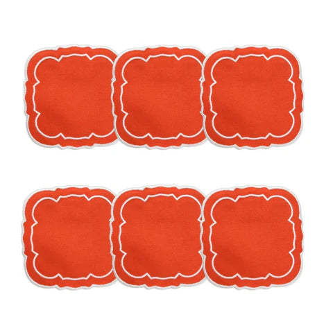 Skyros Designs Scalloped Square Coaster - Orange