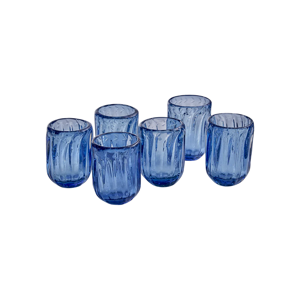 Jan Barboglio Pequeñas Acanalada Fluted Blue Glass Vessel