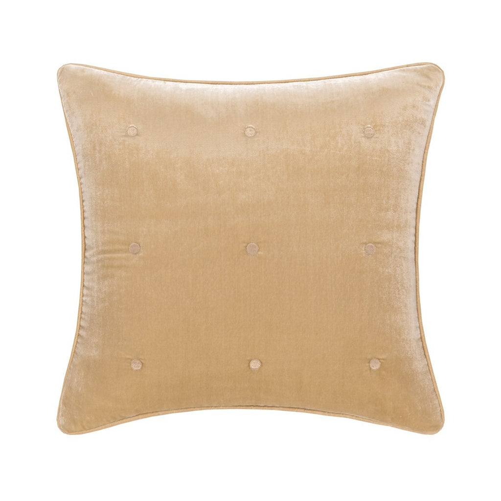 Yves Delorme Cocon Velvet Velour Decorative Pillow in Sandy Dune beige color