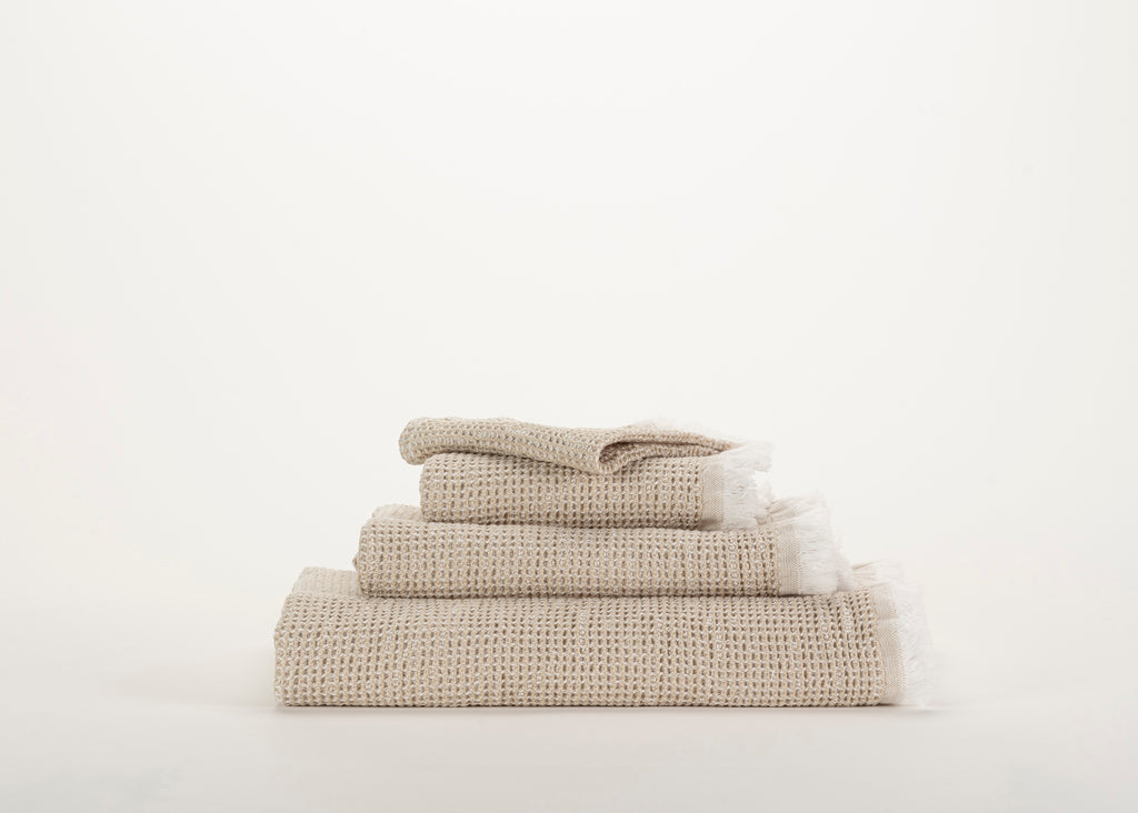 Abyss & Habidecor Bees Lightweight Waffle Weave Bath Towels in Linen