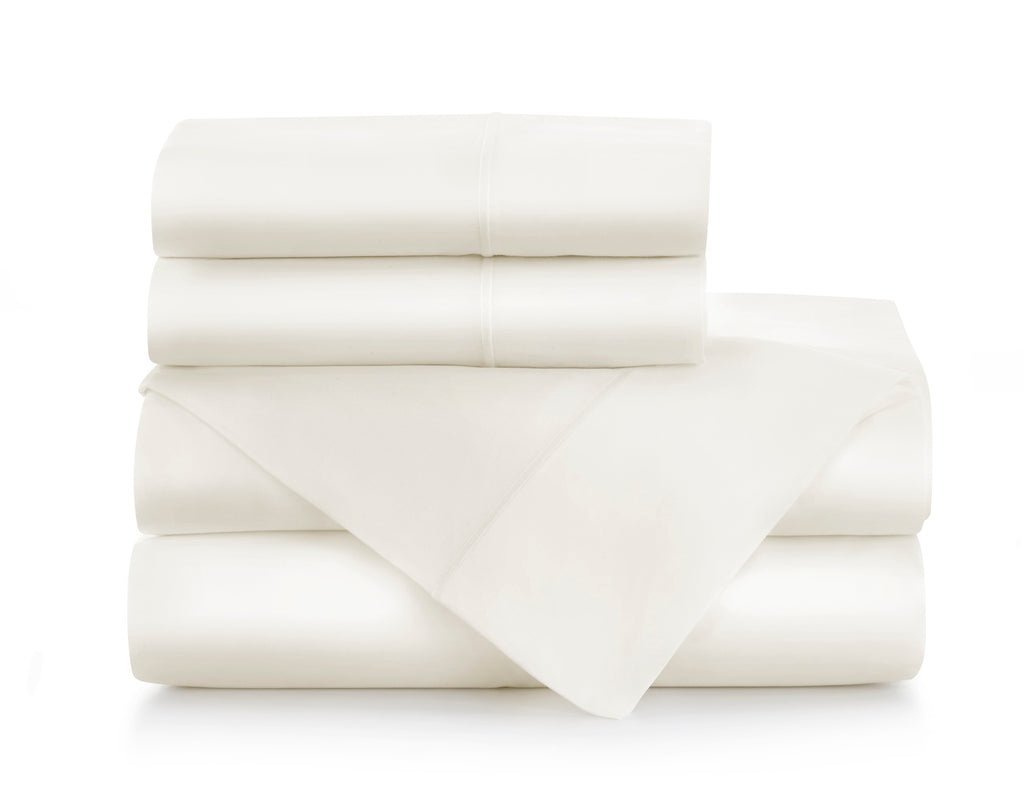 Peacock Alley Boutique Sheets in Ivory with Ivory satin stitch embroidery