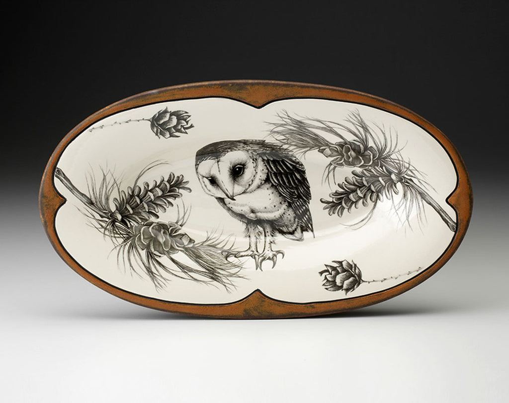 Oblong Serving Dish: Barn Owl