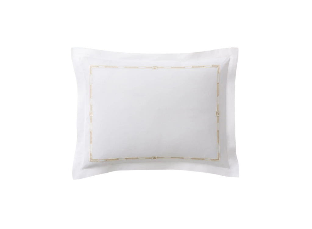 Scandia Home Lisetta Standard or King Sham in white with champagne gold embroidery