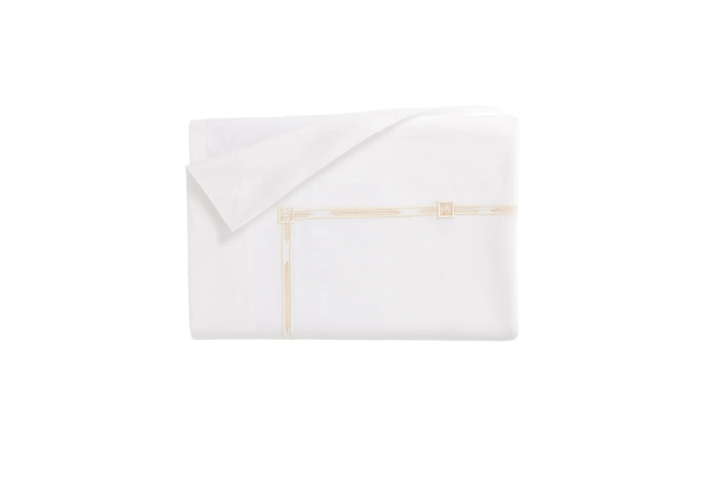 Scandia Home Lisetta Flat Sheet in white with champagne embroidery