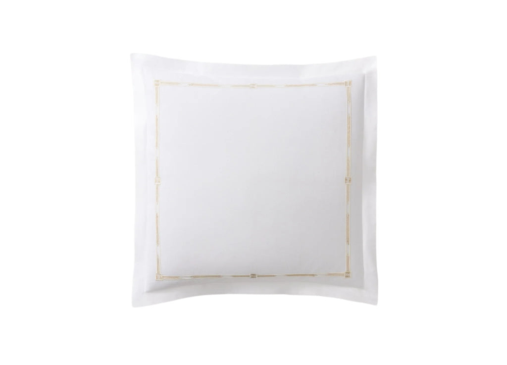 Scandia Home Lisetta Euro Sham in white with champagne gold embroidery