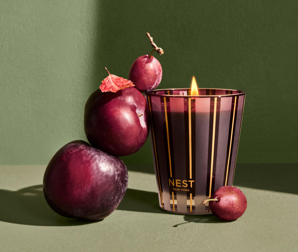 Expertly crafted for a clean and even burn, the Autumn Plum Candle + Diffuser captures the essence of fall with woody notes of plum, cinnamon, and patchouli. The candle comes in three sizes with burn times of up to 100 hours. The cruelty-free and vegan diffuser includes 8 rattan reeds for a 90 day diffusion period.