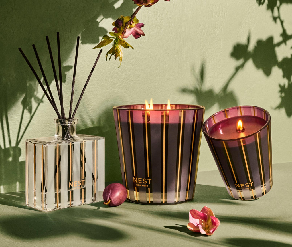 Expertly crafted for a clean and even burn, the Autumn Plum Candle + Diffuser captures the essence of fall with woody notes of plum, cinnamon, and patchouli. The candle comes in three sizes with burn times of up to 100 hours. The cruelty-free and vegan diffuser includes 8 rattan reeds for a 90 day diffusion period.