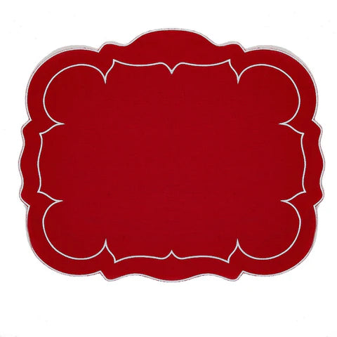 Skyros Designs Scalloped Rectangular Placemat - Red