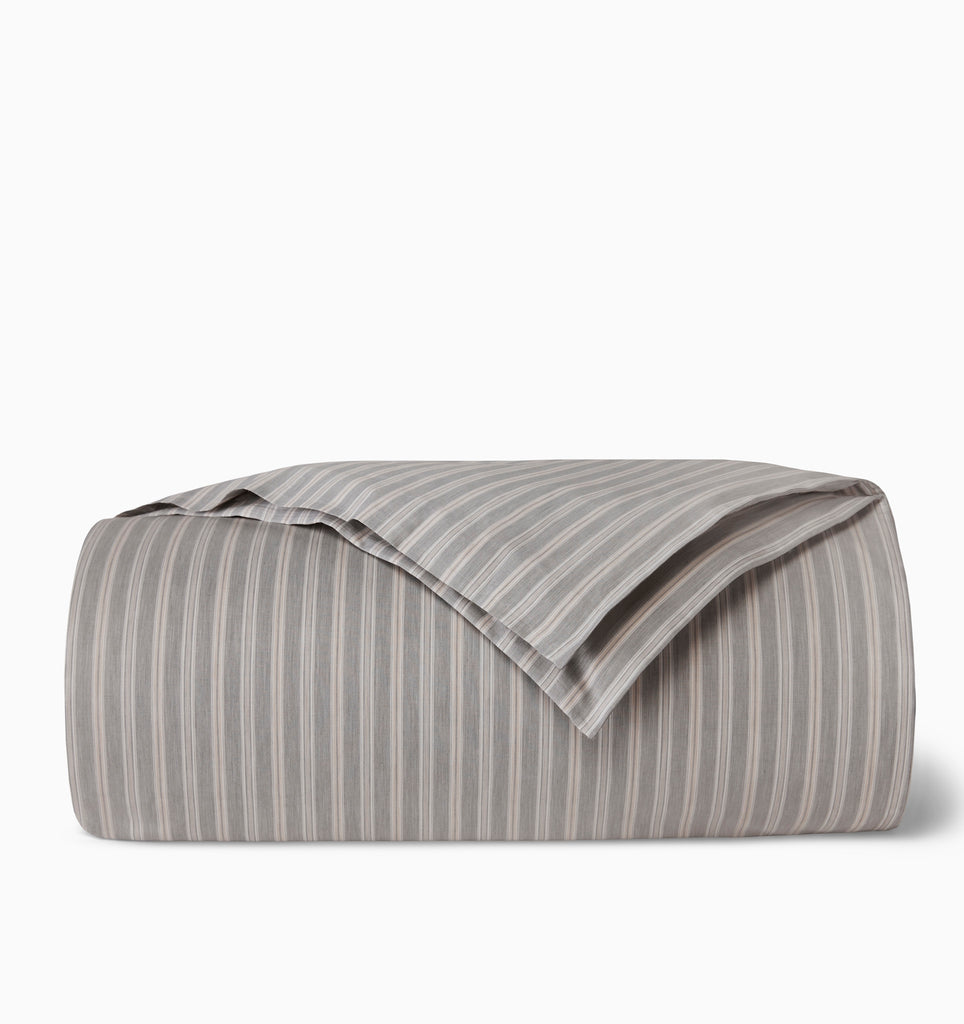 Sferra Leranto Titanium grey stripe sateen jacquard duvet cover