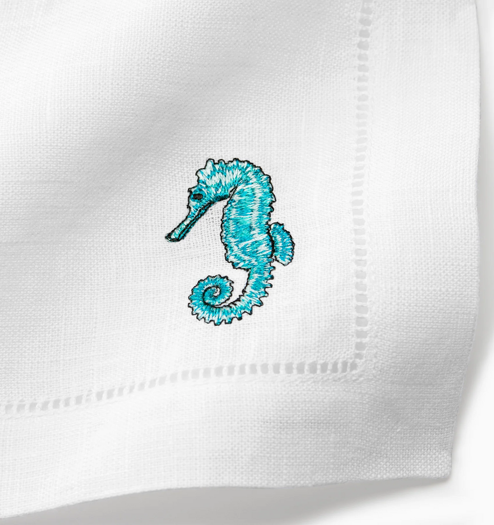 Sferra Amalfi Cocktail Napkins Seahorse