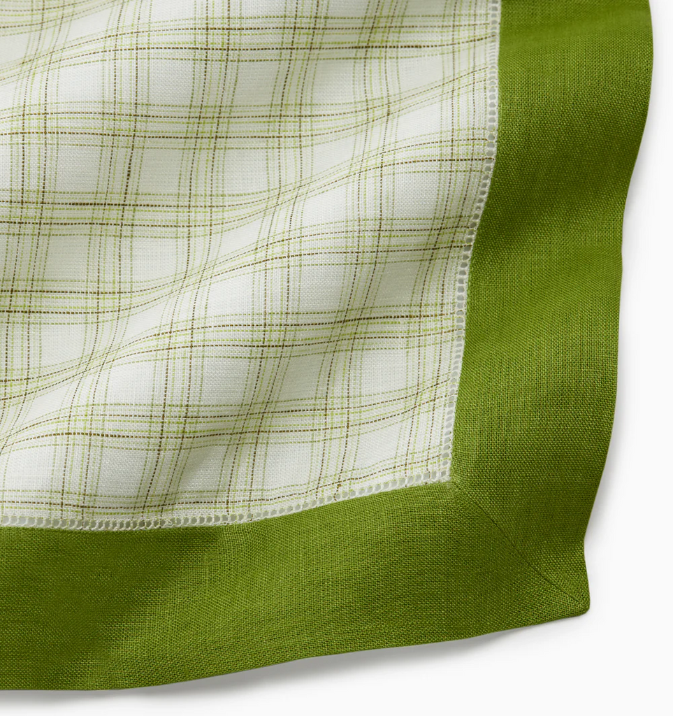 Sferra Mikela Table Linens Plaid Fern Green