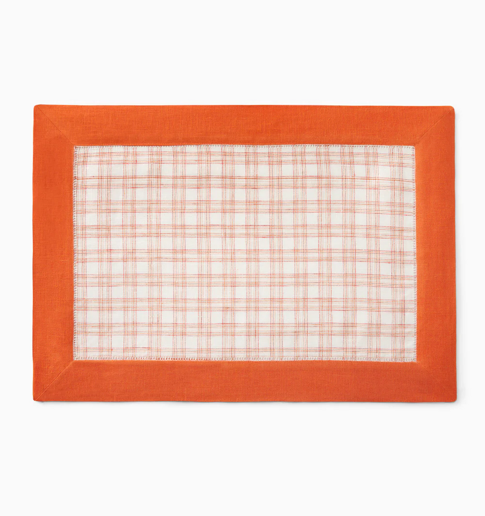 Sferra Mikela Placemat Plaid Tangerine Orange