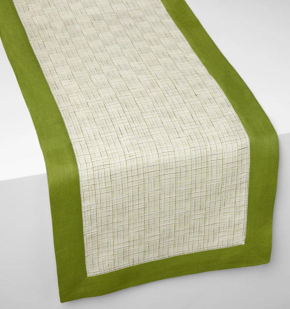 Sferra Mikela Table Runner Plaid Fern Green