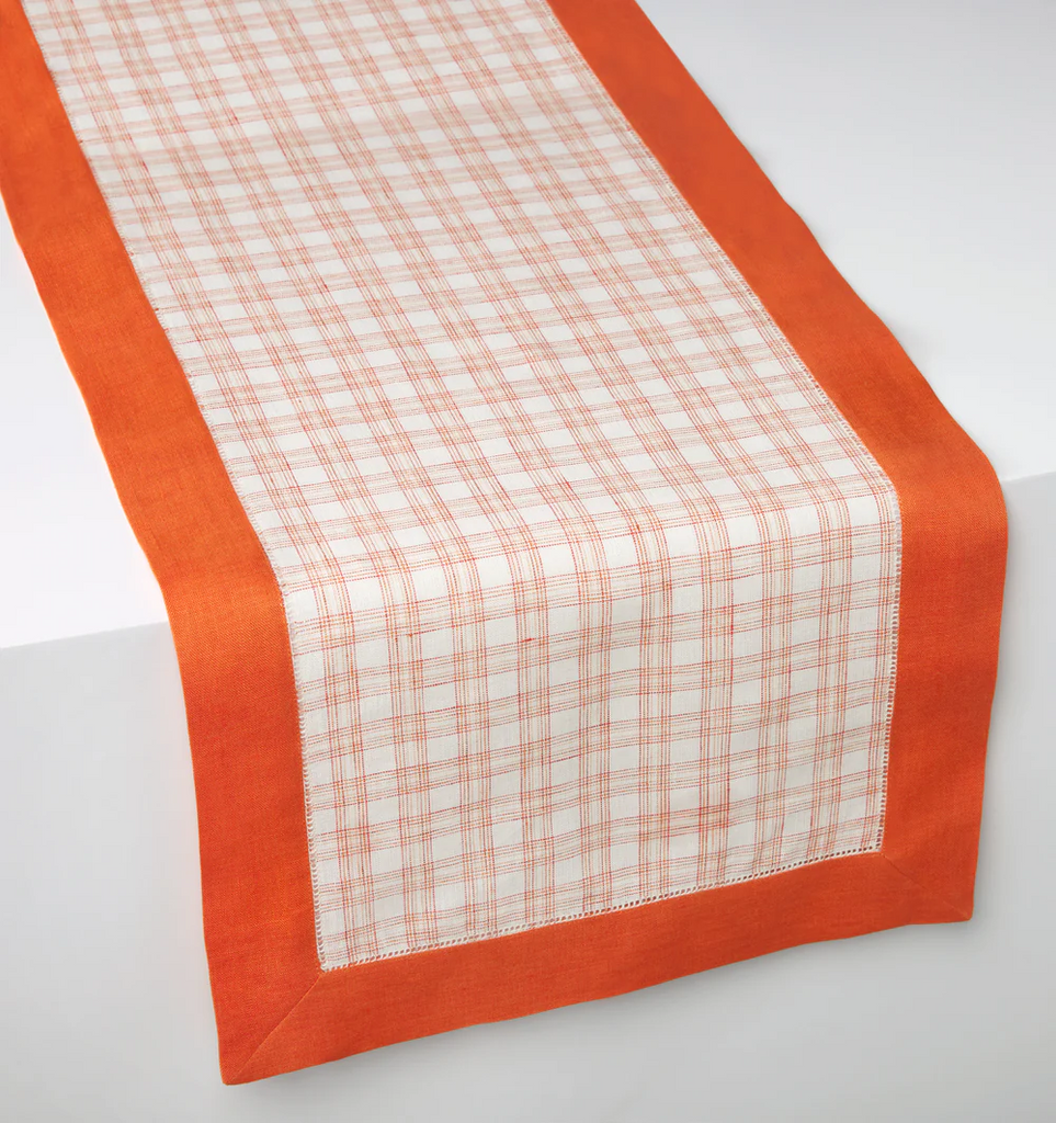 Sferra Mikela Table Runner Plaid Tangerine Orange