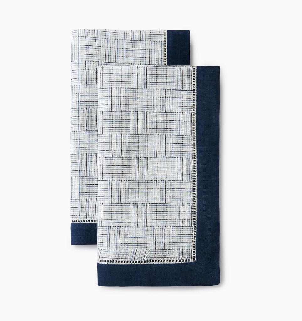 Sferra Mikelina (small plaid) Dinner Napkins Navy Blue