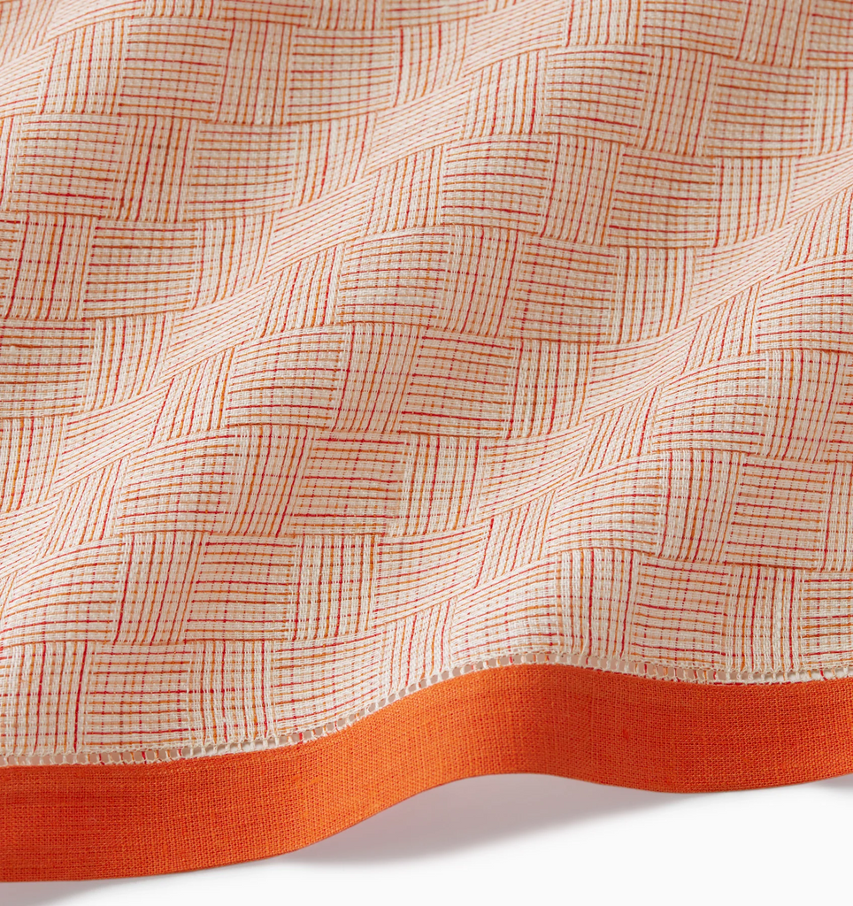 Sferra Mikelina (small plaid) Linen Fabric Tangerine Orange