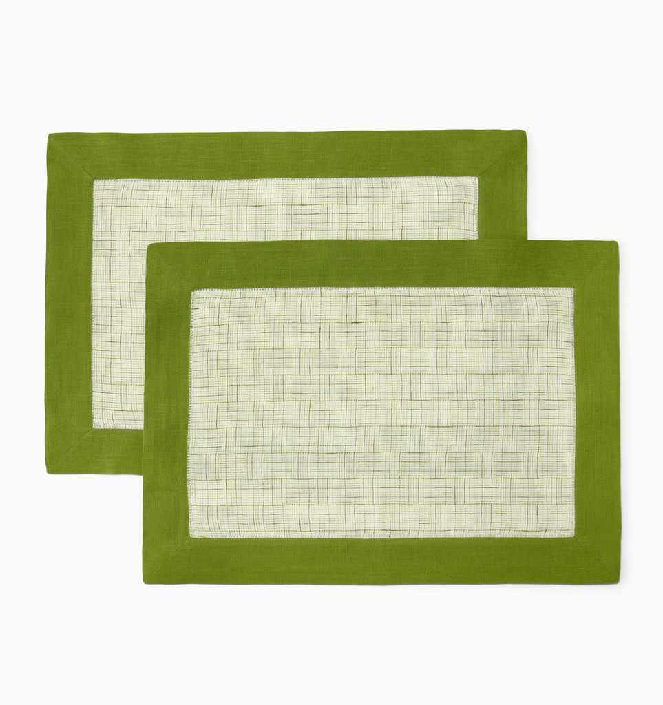 Sferra Mikelina (small plaid) Placemats Fern Green