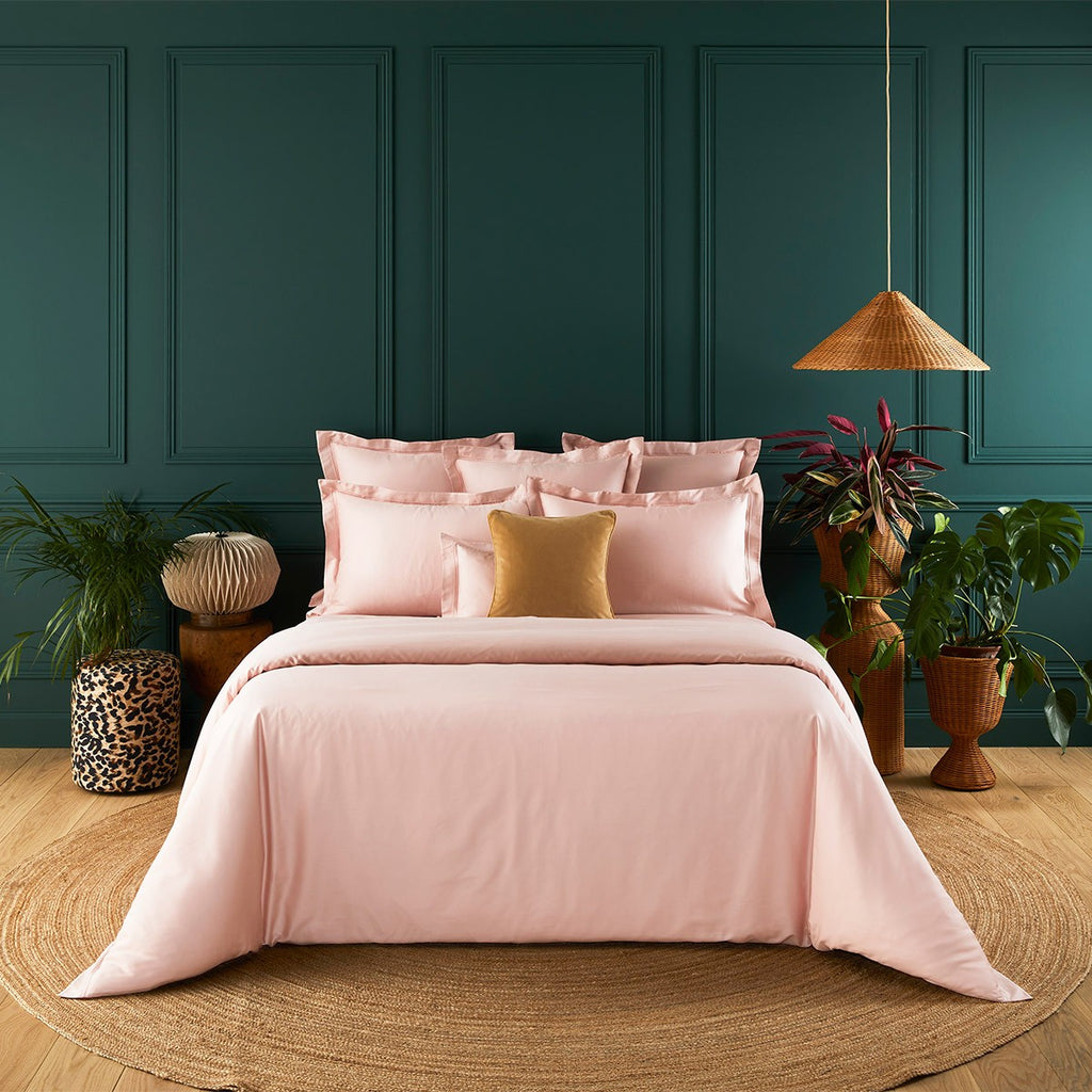 Expertly crafted in France, the Triomphe Sheets, Duvet Covers + Shams offer luxurious comfort and elegant style. Made with 100% long staple combed organic cotton sateen and a silky finish, these sheets and duvet covers feature a soft and lightweight design.