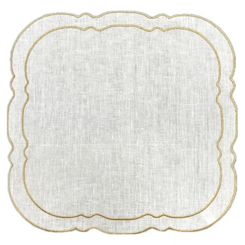 Skyros Designs Scalloped Square Placemat - White/Gold