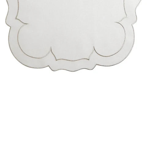 Skyros Designs Linho Table Runner - White with Platinum