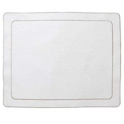 Skyros Designs Simple Rectangular Placemat - White with Platinum