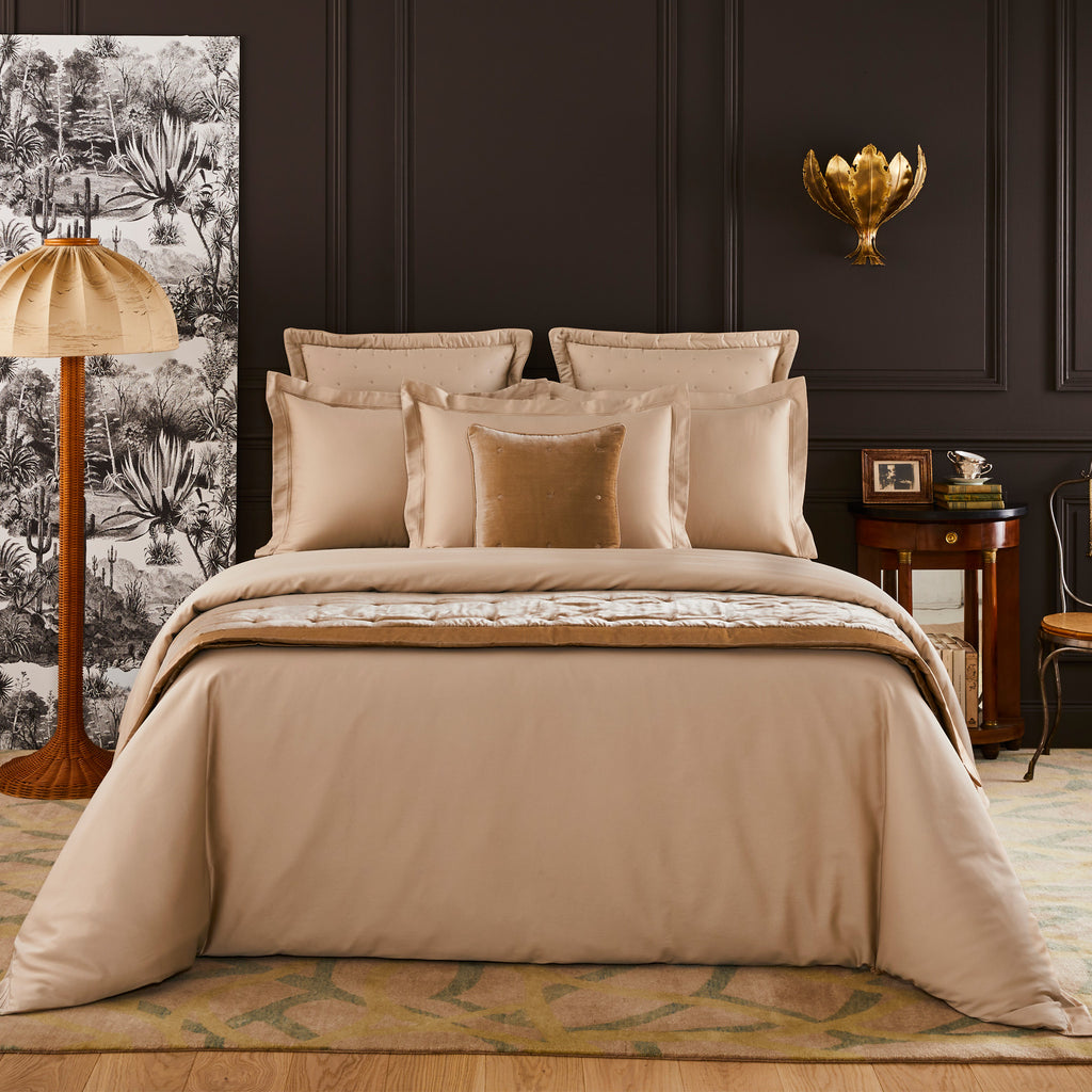 Expertly crafted in France, the Triomphe Sheets, Duvet Covers + Shams offer luxurious comfort and elegant style. Made with 100% long staple combed organic cotton sateen and a silky finish, these sheets and duvet covers feature a soft and lightweight design.