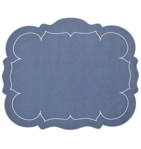 Skyros Designs Scalloped Rectangular Placemat - Blue