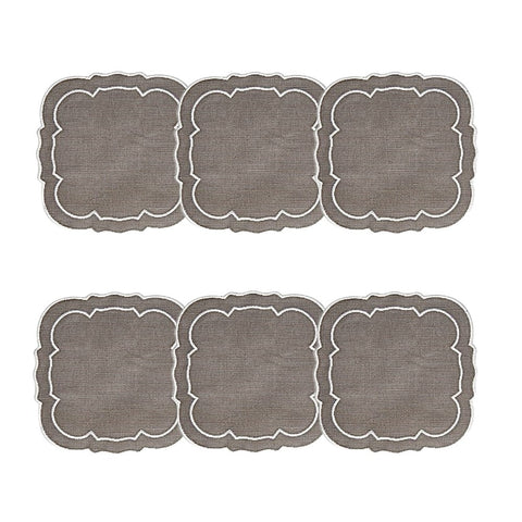 Skyros Designs Scalloped Square Coaster -  Charcoal