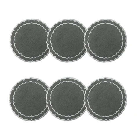 Skyros Designs Scalloped Round Coaster - Charcoal