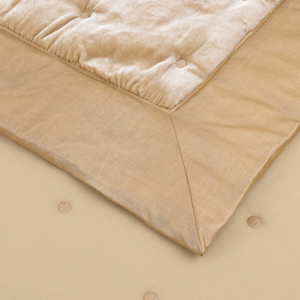 Yves Delorme Cocon Silk/Velour Coverlet and Counterpane in Sandy dune beige