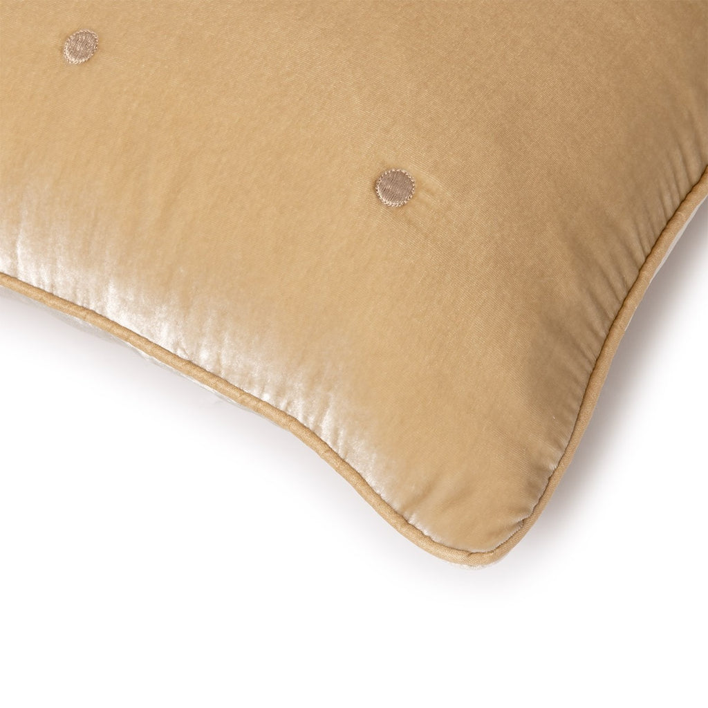 Yves Delorme Cocon Velvet Velour Decorative Pillow in Sandy Dune beige color