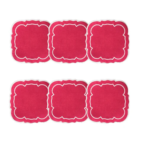 Skyros Designs Scalloped Square Coaster - Fuchsia