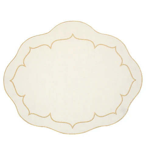 Skyros Designs Oval Placemat - Ivory with Gold