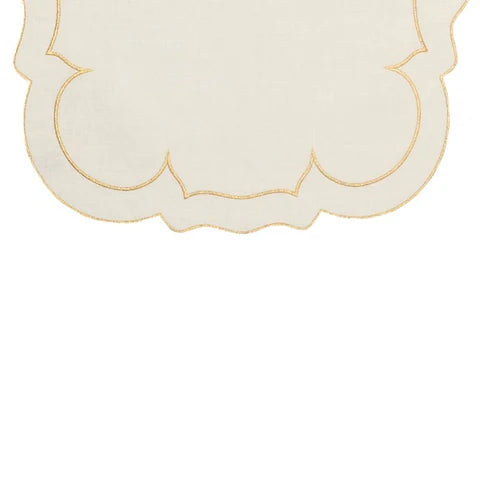 Skyros Designs Linho Table Runner - Ivory with Gold