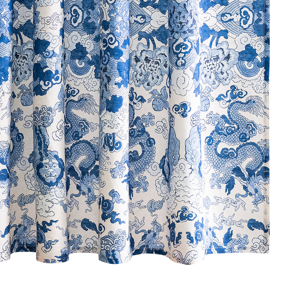 Elevate your bathroom with our luxurious Magic Mountain Shower Curtain. The mystical and magical Schumacher pattern boasts an ethereal color palette, featuring mythical creatures. Printed on elegant linen from Matouk, this curtain will transform your space into a fantastical wonderland.