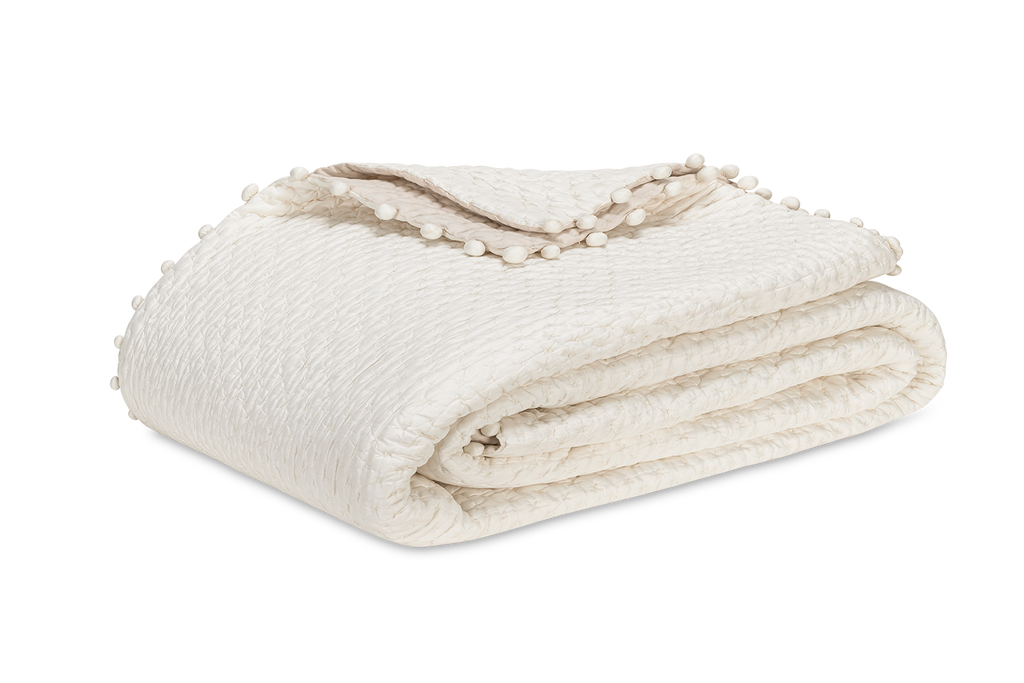 Matouk Margaret Silk Quilt in Abalone Ivory