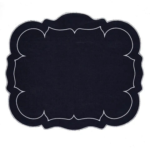 Skyros Designs Scalloped Rectangular Placemat - Navy