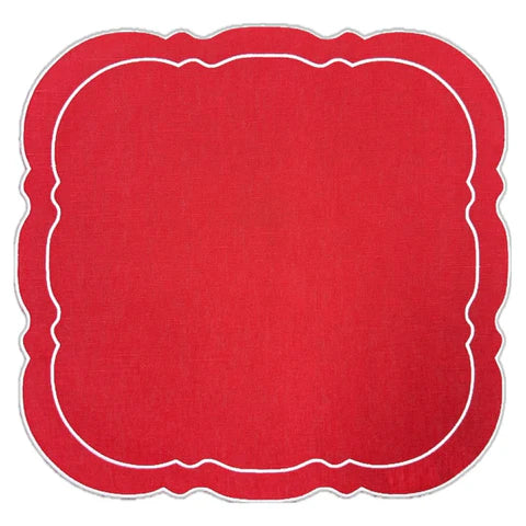 Skyros Designs Scalloped Square Placemat - Red