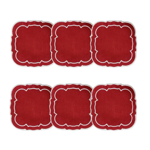 Skyros Designs Scalloped Square Coaster - Red