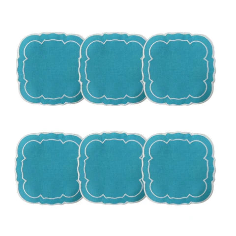 Skyros Designs Scalloped Square Coaster - Turquoise