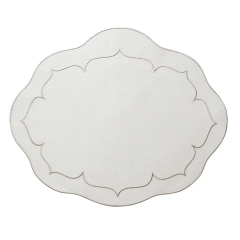 Skyros Designs Oval Placemat - White with Platinum