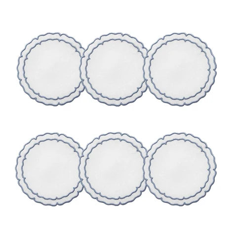 Skyros Designs Scalloped Round Coaster - White with Blue