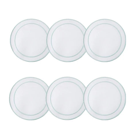 Skyros Designs Simple Round Coaster - White with Ice Blue