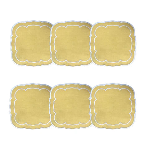 Skyros Designs Scalloped Square Coaster - Yellow