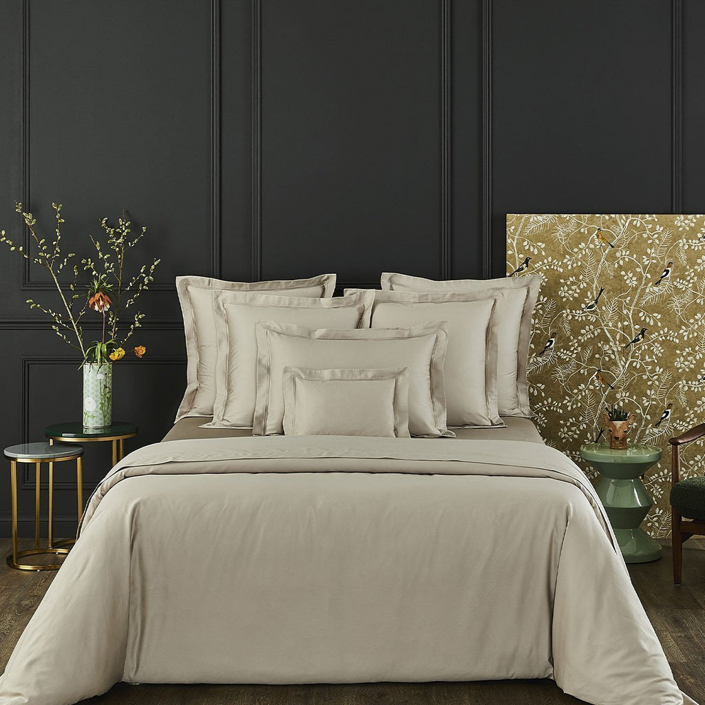 Expertly crafted in France, the Triomphe Sheets, Duvet Covers + Shams offer luxurious comfort and elegant style. Made with 100% long staple combed organic cotton sateen and a silky finish, these sheets and duvet covers feature a soft and lightweight design.